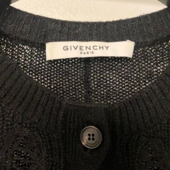 Givenchy Black Mohair Cardigan Sweater with Lace Detail Size S - Picture 5 of 7